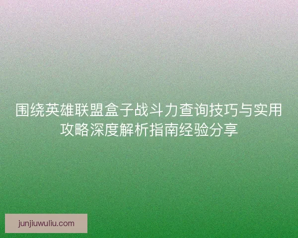 围绕英雄联盟盒子战斗力查询技巧与实用攻略深度解析指南经验分享
